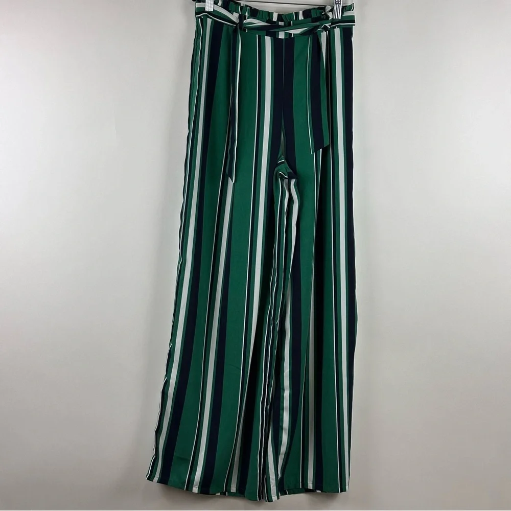 Forever 21 Women's Striped Belted Palazzo Pants - Picture 2 of 7
